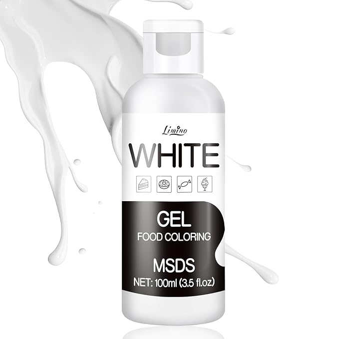 Gel Food Coloring - 4.5oz Vivid Food Coloring Gel for Baking, Cake Decorating, Cookie, Fondant, Macaron - Tasteless Concentrated Edible Food Color Dye for Icing, Slime, Drinks, DIY Crafts (White)