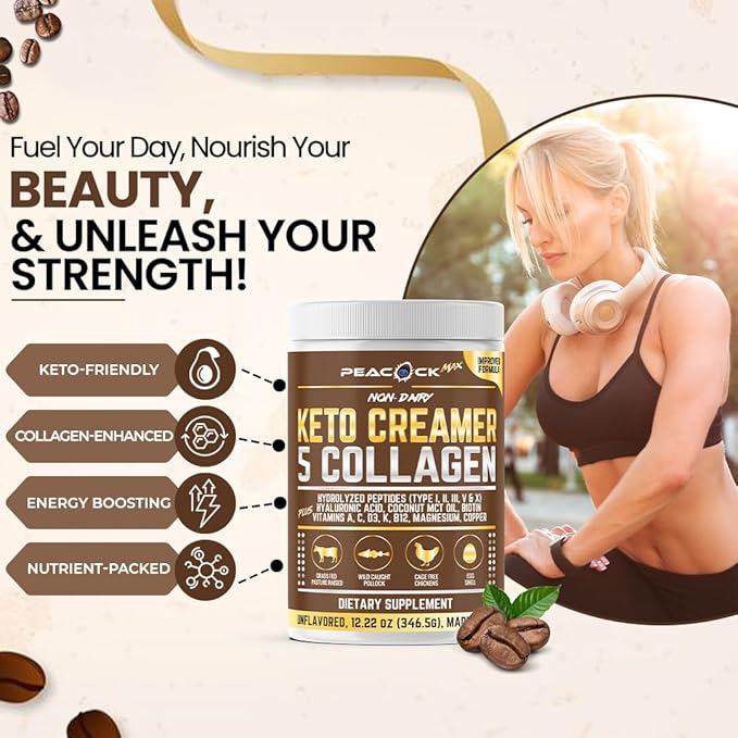 Collagen Keto Creamer Powder, Coconut MCT, Peptides, Unflavored, Hydrolyzed, B12, Magnesium (24.44 Ounces (Pack of 2))
