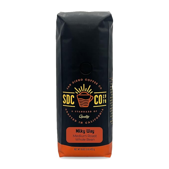 San Diego Coffee Milky Way, Medium Roast, Whole Bean Coffee, 16-Ounce Bag Café en grano tostado
