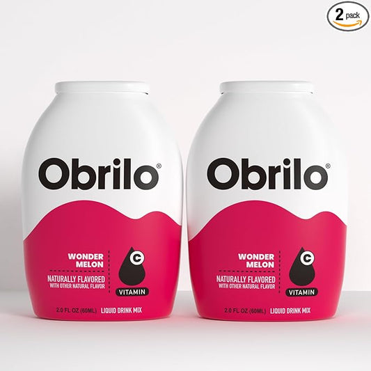 Obrilo Water Enhancer Liquid Flavoring Drops - ZERO Sugar/Calorie, Dye Free, Naturally Flavored Drink Syrup, 2.0 fl oz x 2 Bottles for Kids & Adults (Wonder Melon)