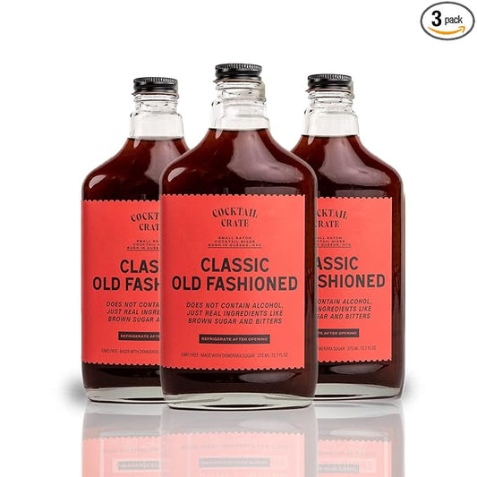 Cocktail Crate Old Fashioned Drink Mixer | Makes 51 Cocktails | Award-Winning Craft Mixer for Classic Old Fashioned - Premium Syrup Handcrafted with Aromatic Bitters & Demerara Sugar | 12.7oz - 3 pack