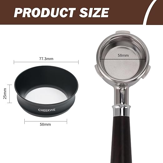 58mm Magnetic Espresso Dosing Funnel, Espresso Coffee Dosing Ring, 25mm Anodized Aluminum Dosing Funnel with 8 Magnets Compatible with 58mm Portafilter