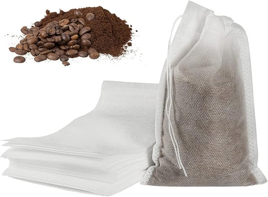 50pcs No Mess Cold Brew Bags, 4x6 inch Disposable Coffee Filter Bag Fine Mesh Brewing Drawstring Pouches for Iced Coffee Hot Tea Herb Spice