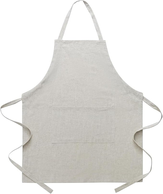 Cotton Linen Apron for Women - Adjustable Casual Apron with Pocktes, Great for Florist, Coffee House and Kitchen
