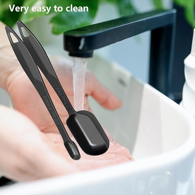 2 Pcs 1/8 Teaspoon (0.63 mL | 1/8 Tsp | 0.63 cc | 1/64 oz) Stainless Steel Single Measuring Spoon, Long Handle Metal Measuring Spoon, Kitchen Gadgets for Cooking & Baking(Black)