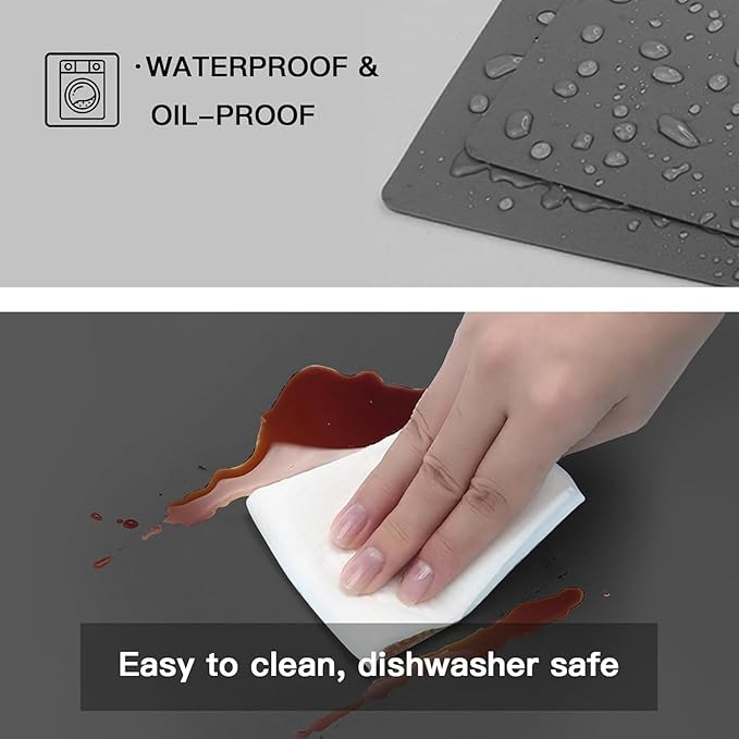 2MM Thick Silicone Countertop Mat, 31.5"x 23.6" Silicone Mats for Kitchen Counter, Nonslip Heat Resistant Mat, Large Kitchen Counter Mats, Waterproof Countertop Protector, Light Gray