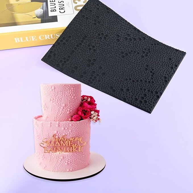 mostsom Silicone Fondant Lace Mold Cake Decorating Stencil with Pearl Pattern - Flexible Baking Mat for Cookies, Cupcakes, Chocolate - Reusable Pastry & Candy Making Tool (D_ Pearl)