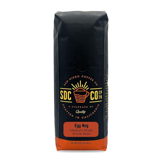 San Diego Coffee Egg Nog, Medium Roast, Whole Bean Coffee, 16-Ounce Bag Café en grano tostado