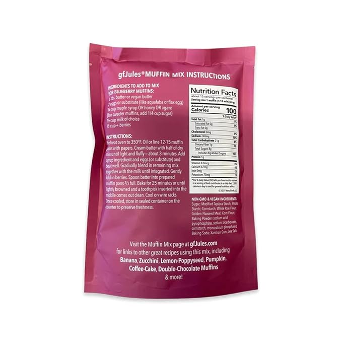 gfJules Certified Gluten Free Muffin Baking Mix | No Grit, Non-GMO, Vegan | Certified Top 9 Allergen-Free & Kosher | Makes 15 Muffins | 14 Ounces