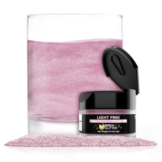 Brew Glitter Light Pink Edible Drink Glitter 1x 4g Jar for Cocktails, Beer, & Beverages