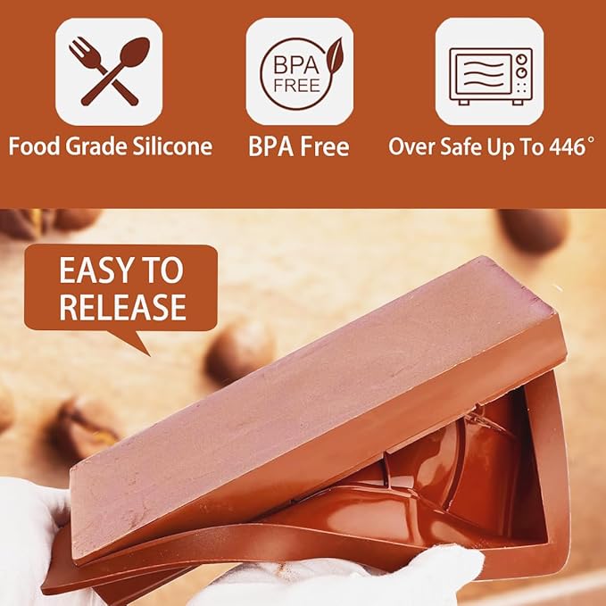 2 Pcs Dubai Chocolate Molds Silicone, 1 Inch Deep Chocolate Mold for Pistachio Chocolate Bar, Candy Bar Snack Baking Mold - 2 Different Shapes