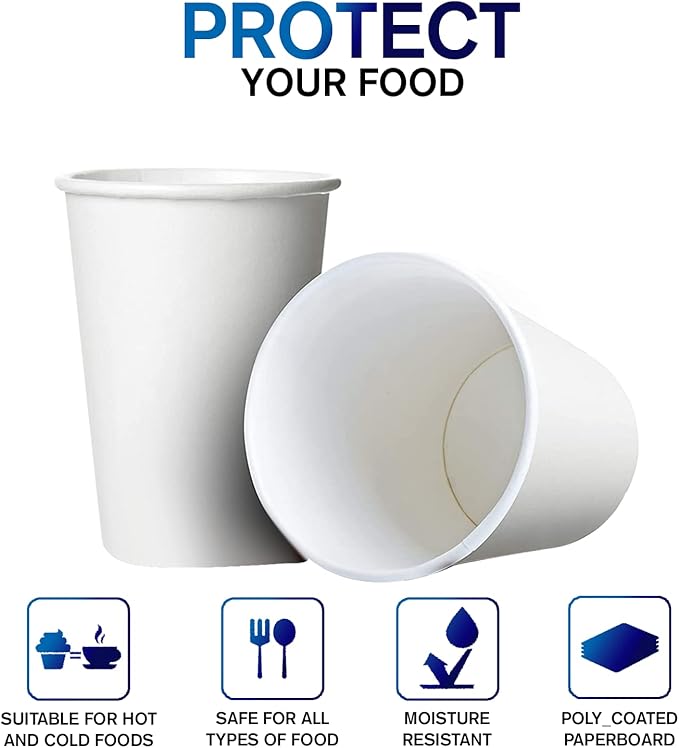 Smygoods White Original Disposable Paper Coffee Cups with Lids (16 OZ, 25 Count) For Hot Beverages, Tea, Espresso, Cocoa - To Go Drink Containers, Café & Office