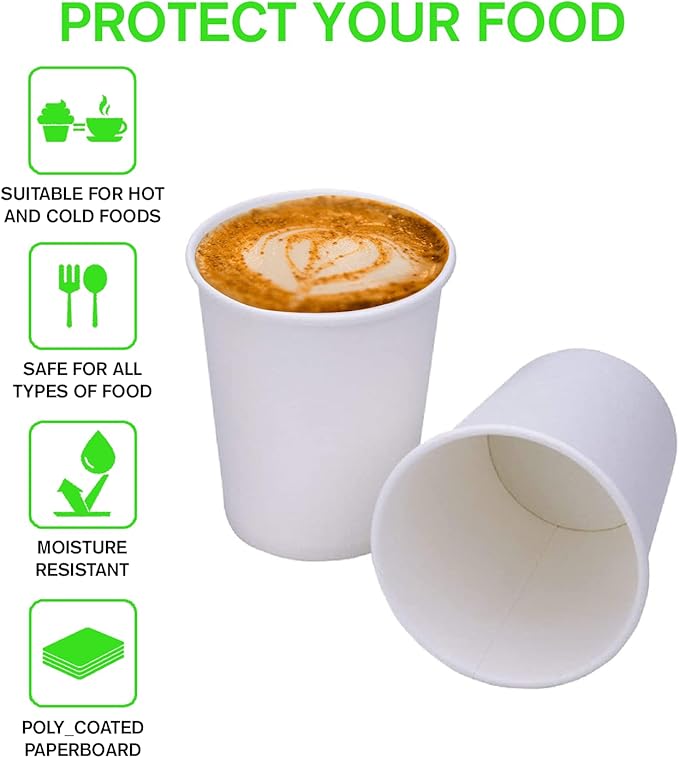 Smygoods White Original Disposable Paper Coffee Cups with Lids (16 OZ, 25 Count) For Hot Beverages, Tea, Espresso, Cocoa - To Go Drink Containers, Café & Office