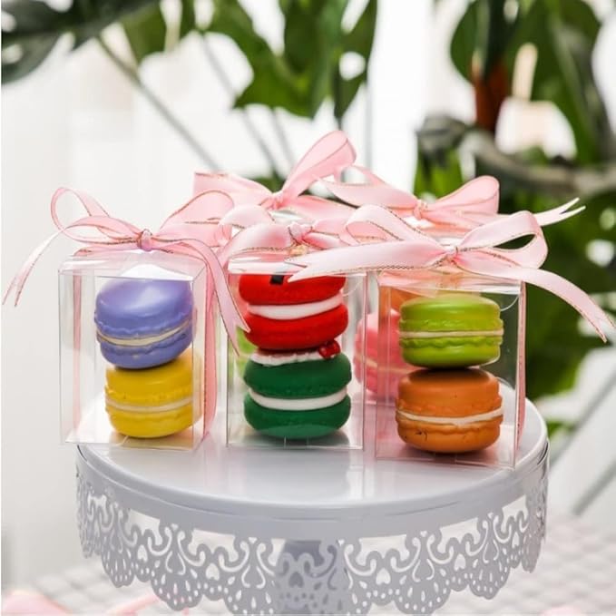 RomanticBaking 50 Pack Bulk 2x2x2 Inch Clear Gift Boxes Macaron Boxes Gift Boxes Small Chocolate Bomb Box Birthday Wedding Party Favor Boxes