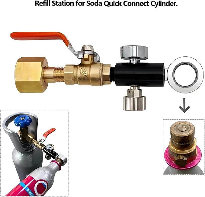 Soda CO2 Refill Adapter Soda Maker Co2 Cylinder Refill Station for Filling Soda Pink Co2 Bottle,Compatible with DUO Terra Art Soda Co2 Canister