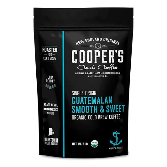 Organic Cold Brew Coffee - Guatemalan Coffee Beans Crafted For Cold Brewing - Whole Bean or Coarse Grind, Medium Roast, 2 lb