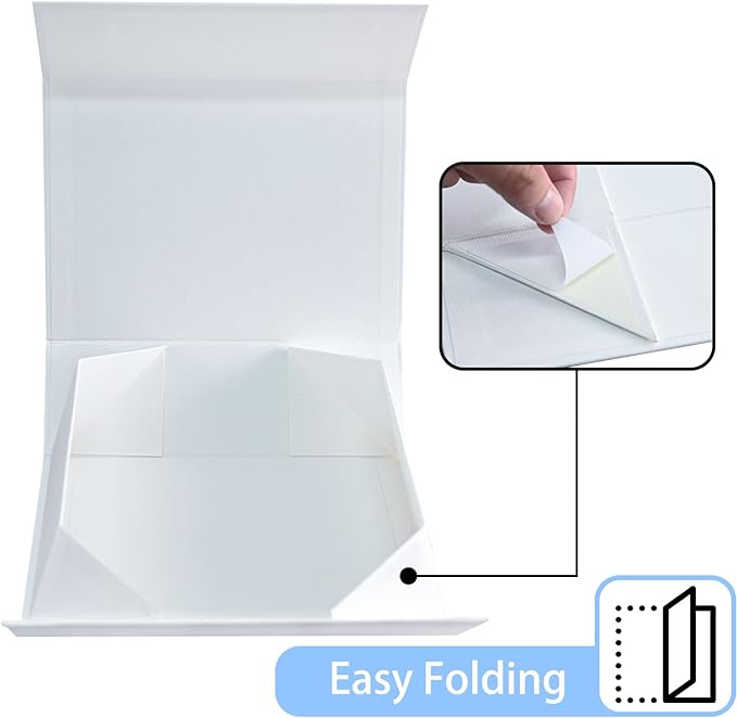 LIFELUM White Gift Box 13.85 x 8.35 x 4.45 inch Wedding Gifts Box for Bridesmaid Proposal Gifts for Gifts with Card, Ribbon, Shredded Paper Filler Shirt Boxes for Presents (1 Pcs)