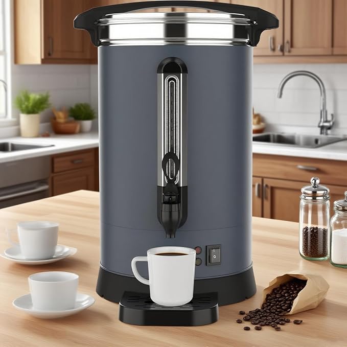 120 Cups Coffee Urn,18L Double Wall Commerical Coffee Maker for Buffet Catering Wedding Gathering,Large Capacity Hot Coffee Dispenser, Stainless Steel Hot Water Urn