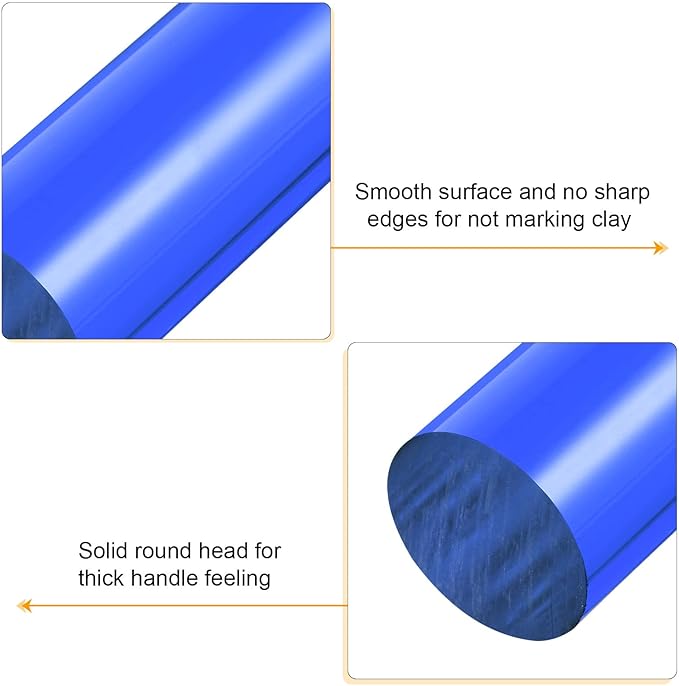 HARFINGTON Acrylic Clay Roller 9 Inch x 1 Inch Solid Non-Stick Plastic Round Tube Roller Polymer Clay Rod Fondant Rolling Pin for Shaping, Sculpting, Modeling DIY Crafts, Blue