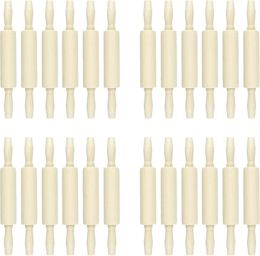 24 Pack Wood Small Rolling Pin for Kids, 7.9 Inch Kids Rolling Pin for Home Kitchen (24)