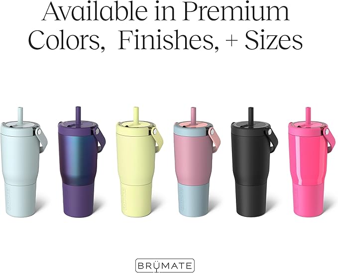 BrüMate Resa 25oz 100% Leakproof Travel Tumbler w/Handle & Straw | Flexible SoftSip Straw | Silicone Sleeve for Durability | Stainless Steel | Cup Holder & Travel Friendly Water Bottle (Blue Agave)