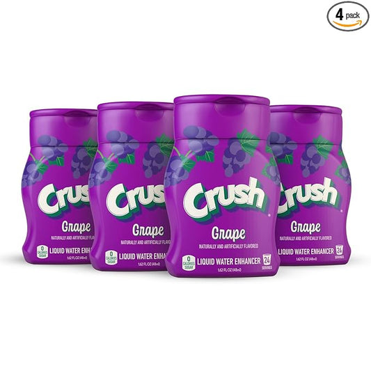 Crush, Grape, Liquid Water Enhancer – New, Better Taste! (4 Bottles, Makes 96 Flavored Water Drinks) – Sugar Free, Zero Calorie