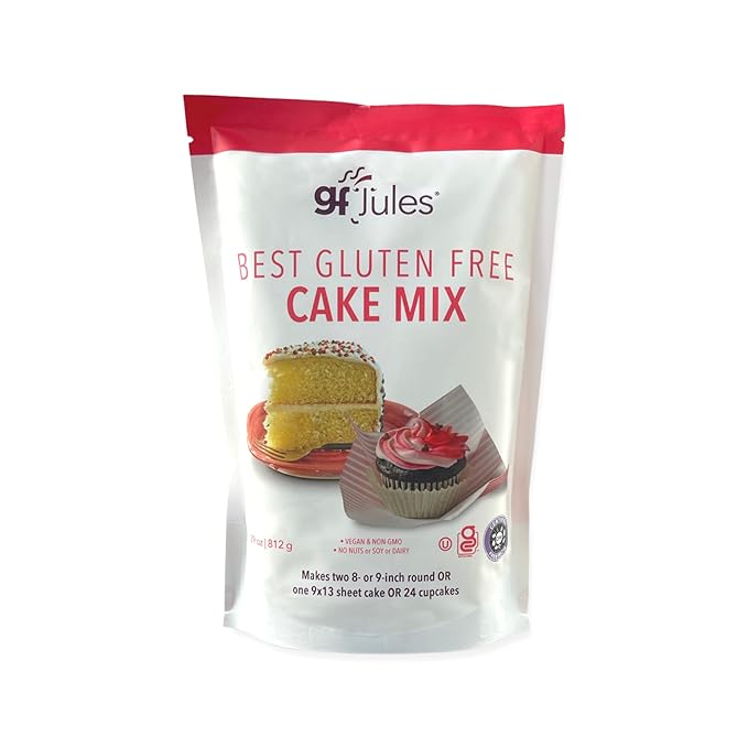 gfJules Certified Gluten Free Cake Baking Mix | Makes 2 Layer Cakes or 24 cupcakes | No Grit, Non-GMO, Vegan | Certified Top 9 Allergen-Free & Kosher | 29 Ounces