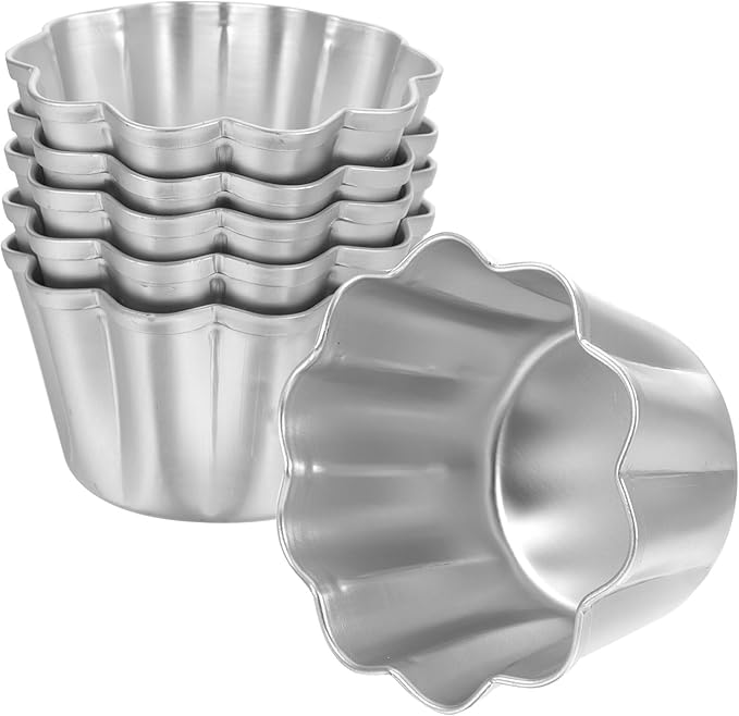 6Pcs Egg Tart Molds Aluminium Pie Tins Mini Tart Tins Tiny Pie Tin Cupcake Cake Mold Pudding Molds for Home Baking