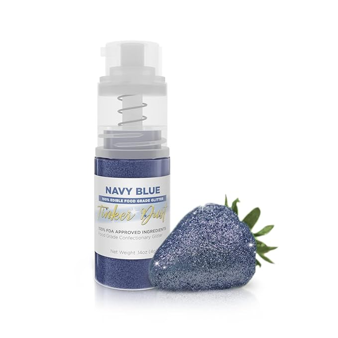 Bakell - Navy Blue Tinker Dust (4g, 1x Mini Spray Pump) Edible Glitter for Food, Desserts, and Beverages!