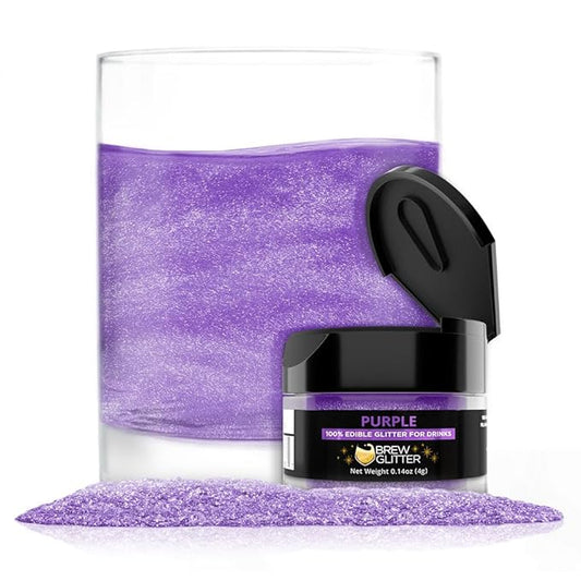Brew Glitter Purple Edible Drink Glitter 1x 4g Jar for Cocktails, Beer, & Beverages