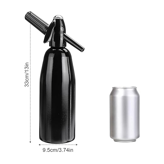AstraLoom Soda Siphon,1L Portable Nostalgic Seltzer Water Maker Kit, Aluminum Sparkling Water Maker for Carbonated Drinks/Juices/Cocktails, Use 8 gram CO2 Cartridges (Not Included) (Black)