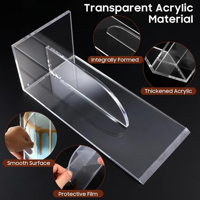 PRETYZOOM Acrylic Cake Smoother Scraper - 8.6 Inch Pastry Scraper Fondant Smoother Baking Accessory Butter Frosting Tools