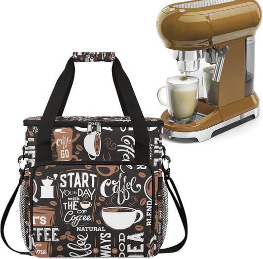 cfpolar Coffee Maker Storage Bag, Waterproof Travel Carrying Storage Tote Bag Organizer Case, Compatible with K-Mini or K-Mini Plus, And Suitable for Other Accessories， With Pockets for K-Cup Pods
