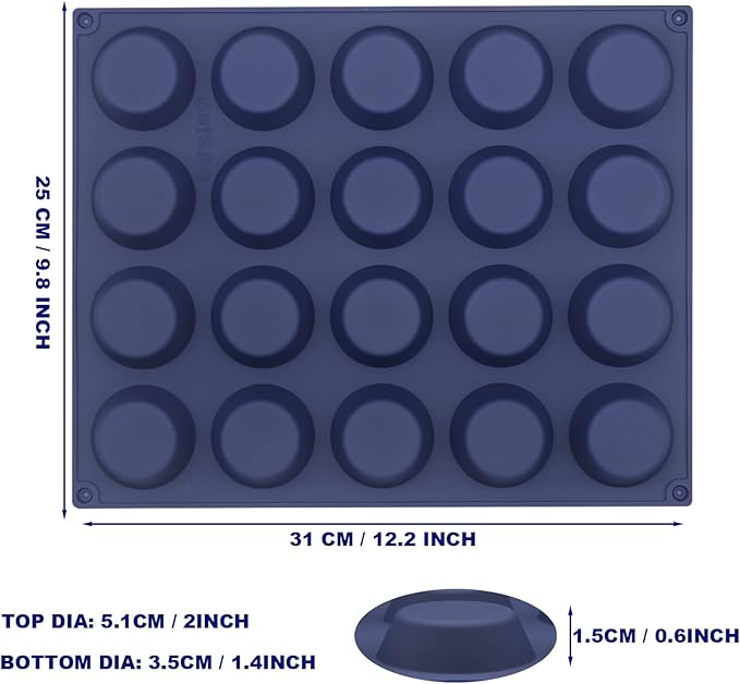 Silicone Tart Mold for Baking, Mini Tart Pan, 2 Inch Mini Pie Pans for Mince Pie, Fruit Pie, Blue (1, 2 INCH)