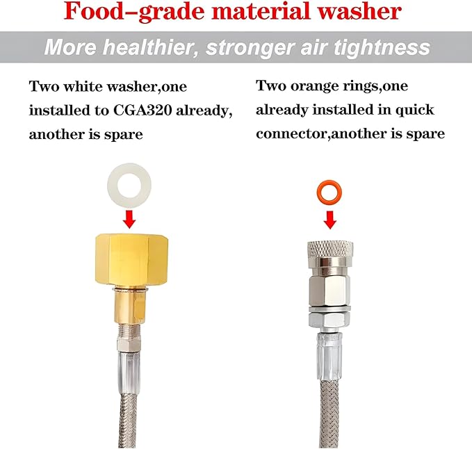 Soda Machine Co2 Adapter with High Pressure Stainless Steel External Hose, CGA320 Co2 Tank Direct Adapter to TR21-4 Soda Water Machine Compatible with Jet Aqua Fizz(36 inch)