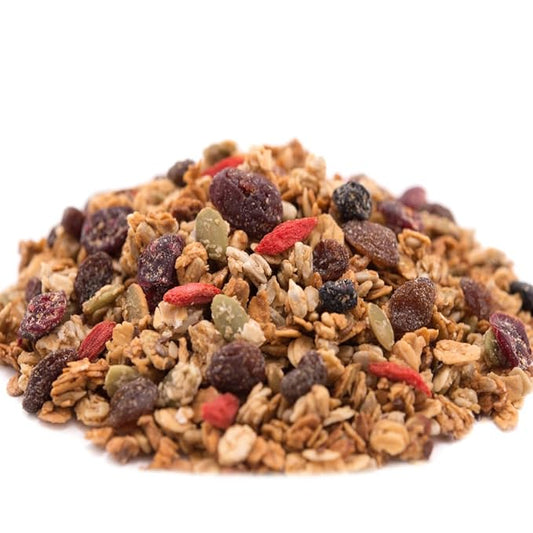 Gerbs Super 5 Fruit Granola, 2 LBS - Top 14 Food Allergy Free & Non GMO - Unsulfured & Keto Safe - Cranberry, Blueberry, Goji Berry, Cherry, Raisin