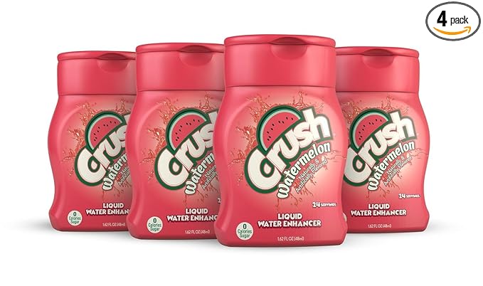 CRUSH Crush, Watermelon, Liquid Water Enhancer – New, Better Taste (4 Bottles, Makes 96 Flavored Water Drinks) 1.62 Fl Oz (Pack of 1)