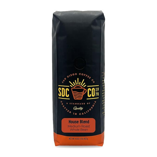 San Diego Coffee House Blend, Medium Roast, Whole Bean Coffee, 16-Ounce Bag Café en grano tostado
