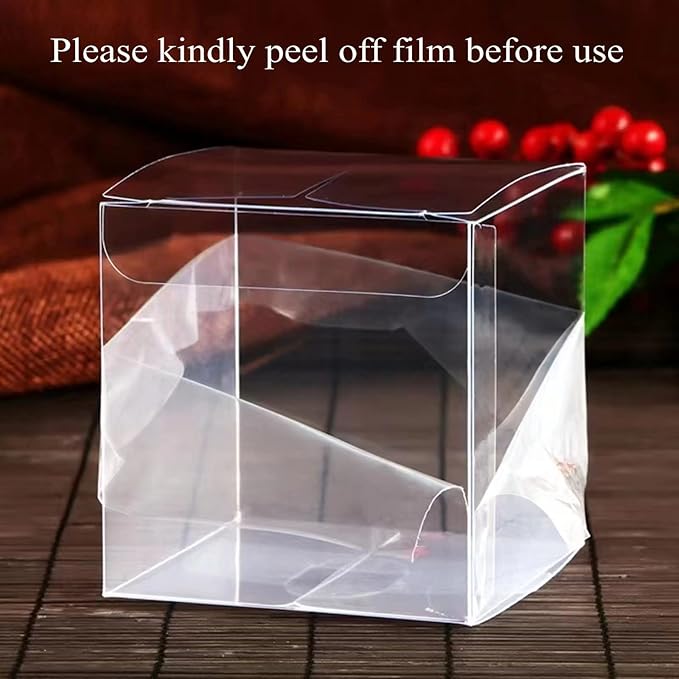 RomanticBaking 50 Pack Bulk 2x2x2 Inch Clear Gift Boxes Macaron Boxes Gift Boxes Small Chocolate Bomb Box Birthday Wedding Party Favor Boxes
