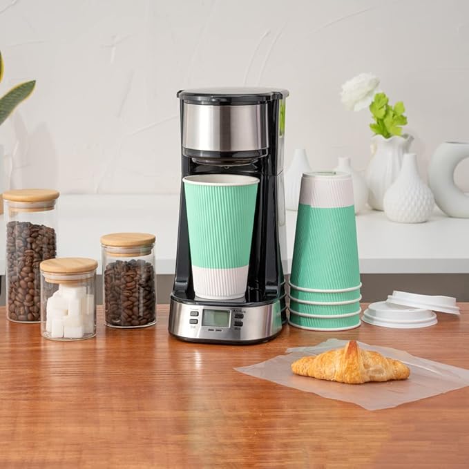 Restaurantware 16 Ounce Double Wall Disposable Coffee Cups, 500 Insulated Light Green Paper Tumblers with Ripple Wall Design, Lids Sold Separately for Hot Drinks like Tea, Hot Chocolate and More