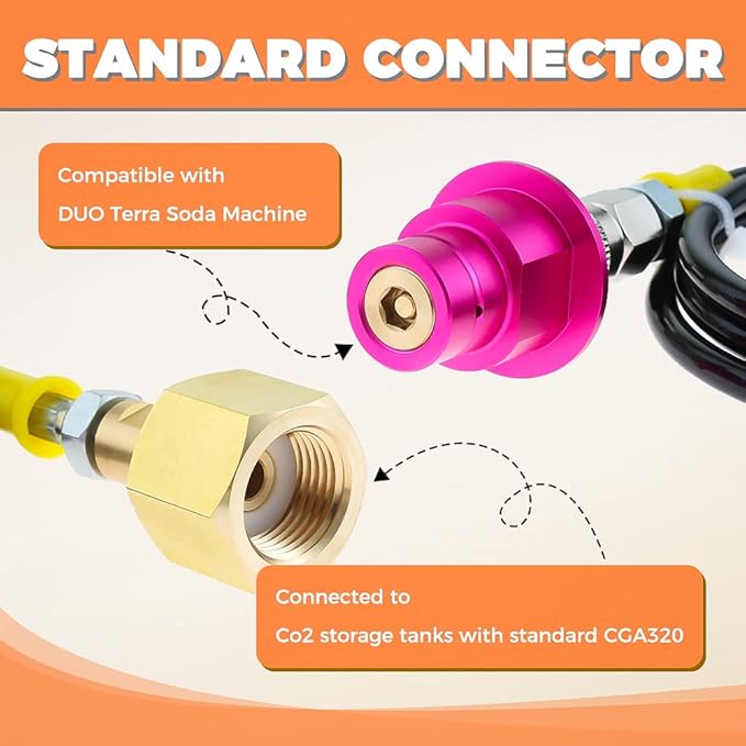 Upgrade Soda DUO Machine Co2 Adapter Hose, TEENGSE Co2 Adapter Quick Connector Hose Compatible with Terra Series