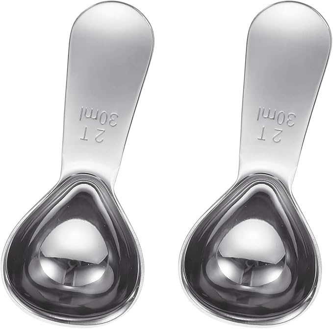 uxcell 2Pcs Stainless Steel Coffee Scoop, 30ml Short Handle Measuring Spoon for Ground Coffee Tea Sugar Kitchen Gifts, Silver