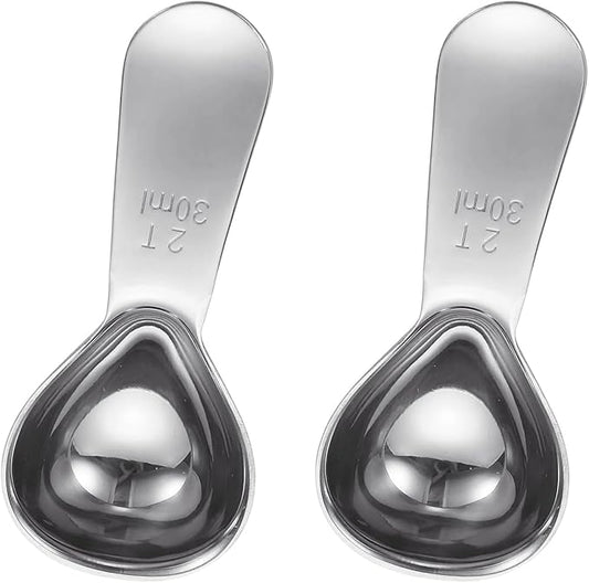 uxcell 2Pcs Stainless Steel Coffee Scoop, 30ml Short Handle Measuring Spoon for Ground Coffee Tea Sugar Kitchen Gifts, Silver