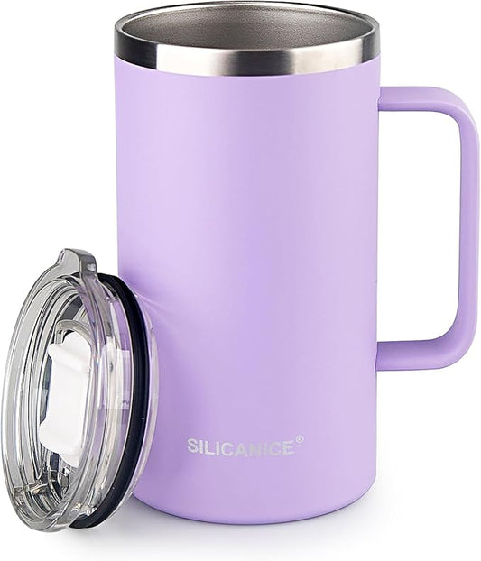24 oz women's thermal coffee mug, double-wall insulation, easy to hold and clean, suitable for camping travel water cup