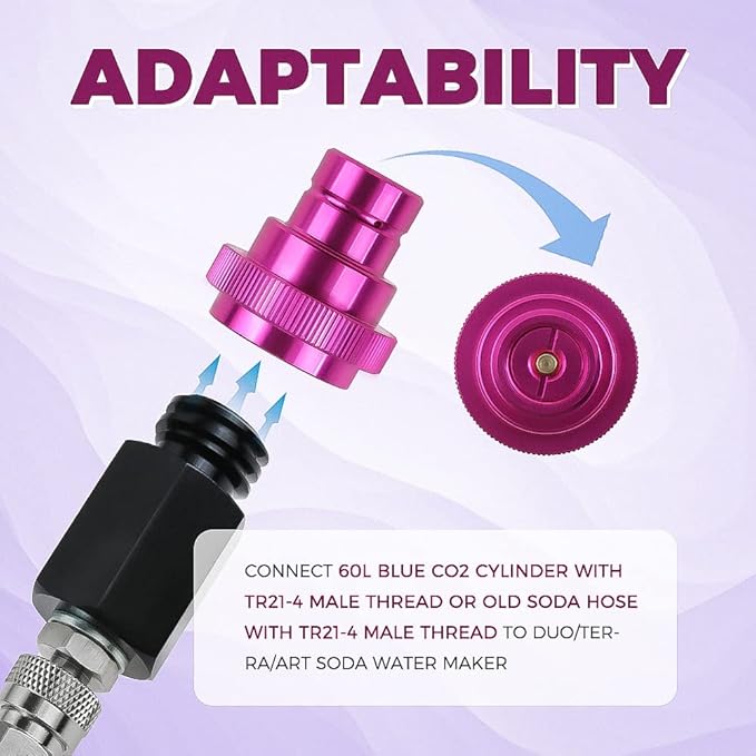 CO2 Quick Adapter for Soda Water Bubbler Compatible with DUO/Terra/Art Sparkling Water Maker, Soda Maker adapter Accessories, Purple