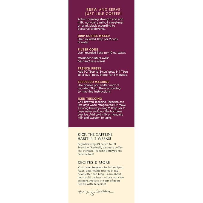 Teeccino Raspberry Mocha Chicory Coffee Alternative - Ground Herbal Coffee That’s Prebiotic, Caffeine Free & Acid Free, Dark Roast, 11 Ounce