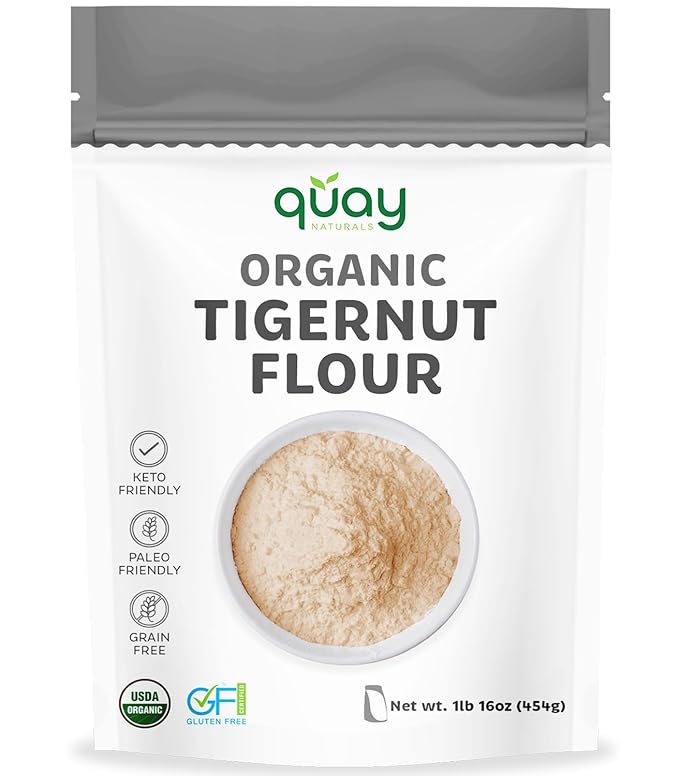 Quay Naturals Organic Tigernut Flour, 1lb, Gluten Free, Grain Free, Nut Free Flour - Paleo Friendly - Non GMO