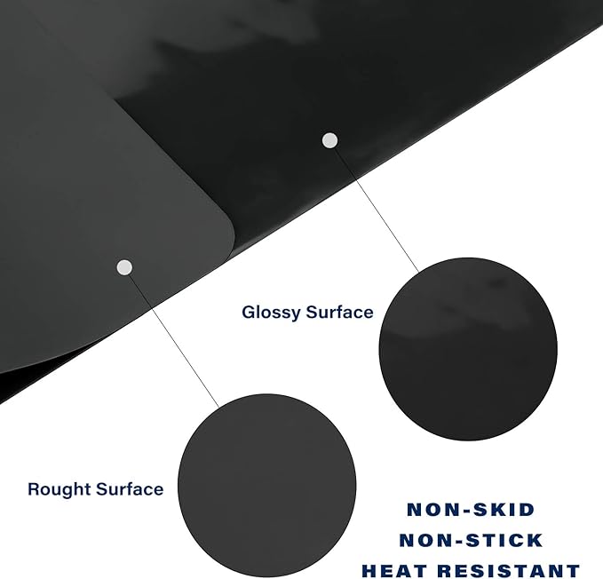 Gartful Black Extra Large Silicone Mat, 23.6 x 15.7 inches Silicone Craft Sheet, Resin Casting Molds Mat, Countertop Protector, Placemat Table Saver Pad, Reusable Nonstick Nonskid
