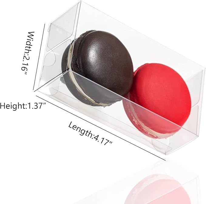 50 Pack Clear Macaron Boxes for 2, Mini Treat Boxes Chocolate Covered Orec Boxes Chocolate Truffle Boxes Browines BoxesPastry Boxes Candy Boxes(4.17" x 2.17" x 1.38")