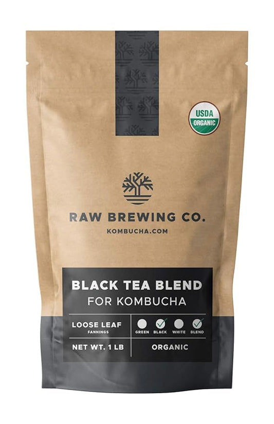 Kombucha.com Certified Organic Loose Leaf Tea - Kombucha Brewing Blends (Black Tea Blend, 1 Pound). Makes up to 50 gallons.